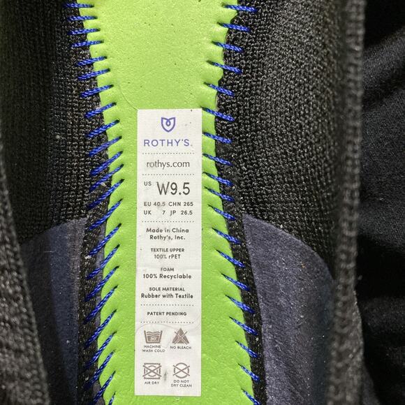 Rothy's The Bow Point Womens 9.5 shoe Black Knit Flats Classic Slip-On Washable - Picture 9 of 9